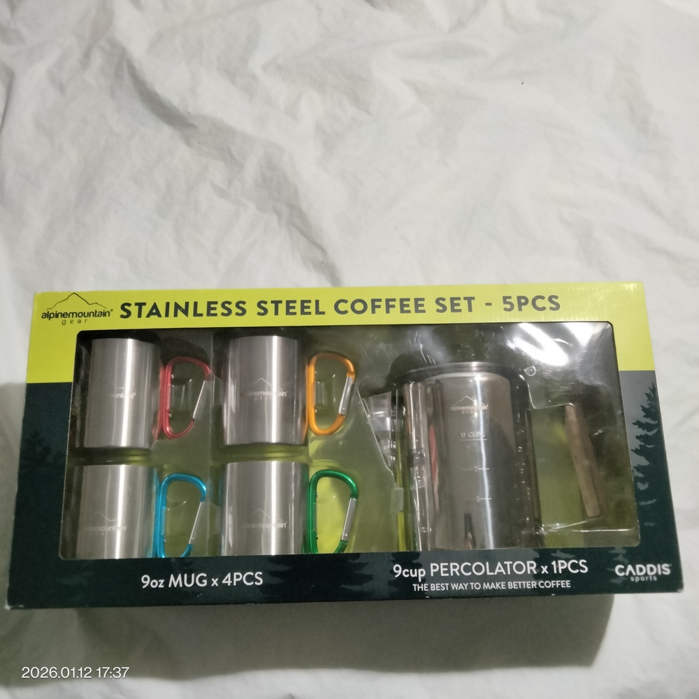 Alpine Mountain Gear Stainless Steel Coffee Mugs Set For Home & Outdoor 5 pcs